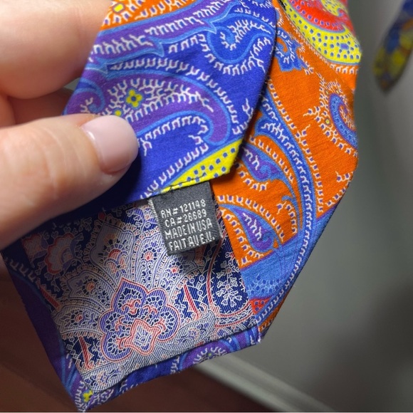 Ted Baker London Men's designer paisley multi color career office neck tie - Picture 5 of 6